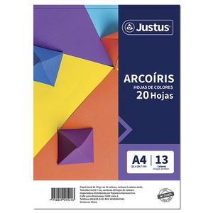 BLOCK ARCO IRIS JUSTUS A4 13 COLORES 20 HOJAS