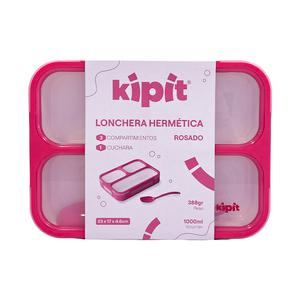 LONCHERA KIPIT HERMETICA CON 3 COMPARTIMIENTOS ROSA